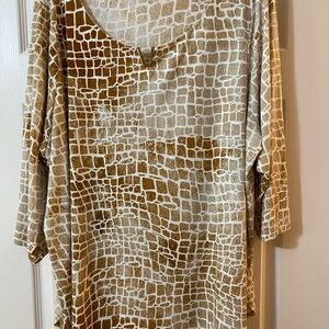 Women's Beige and Brown Patterned Top